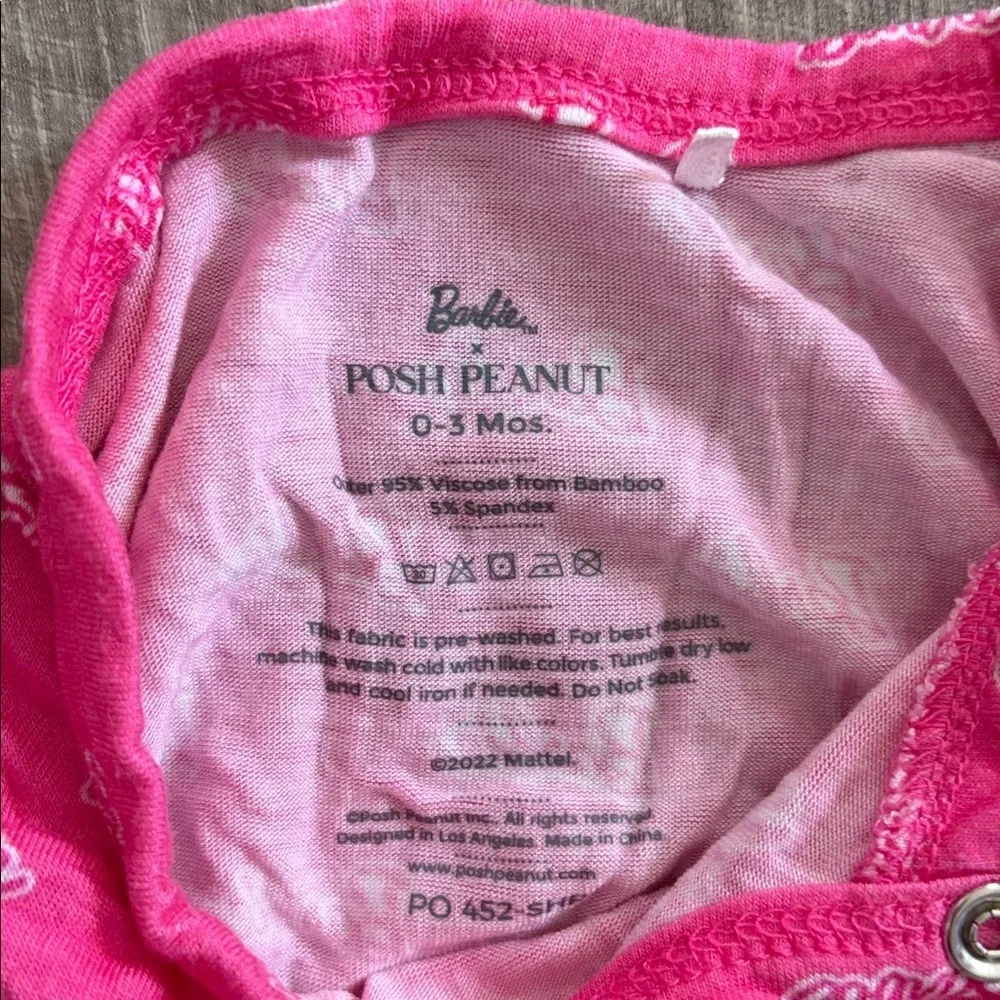 Posh Peanut x Barbie Pink Ruffled Jumpsuit 0-3M